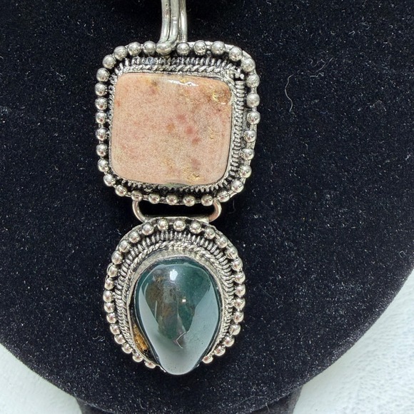 Silpada Sterling Silver 925 Wheat Link Chain Necklace Natural Stone Southwestern - Picture 2 of 12